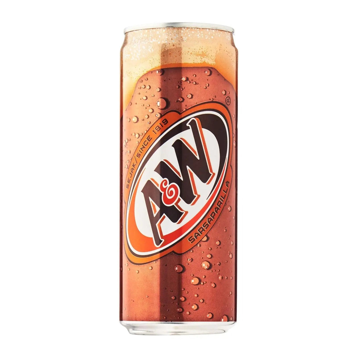 A&W sarsaparilla limenka s gaziranim pićem, 320 ml, prednja naljepnica