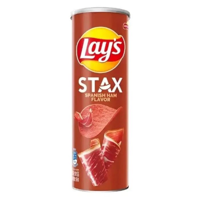 Limeni paketić čipsa Lay’s Stax španjolska šunka, okus španjolske šunke